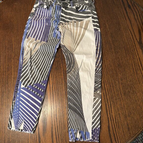 VTG 90s Roberto Cavalli /Ittierre AOP Psychedelic Illusion Stripe Jeans Size 28 - Picture 2 of 16